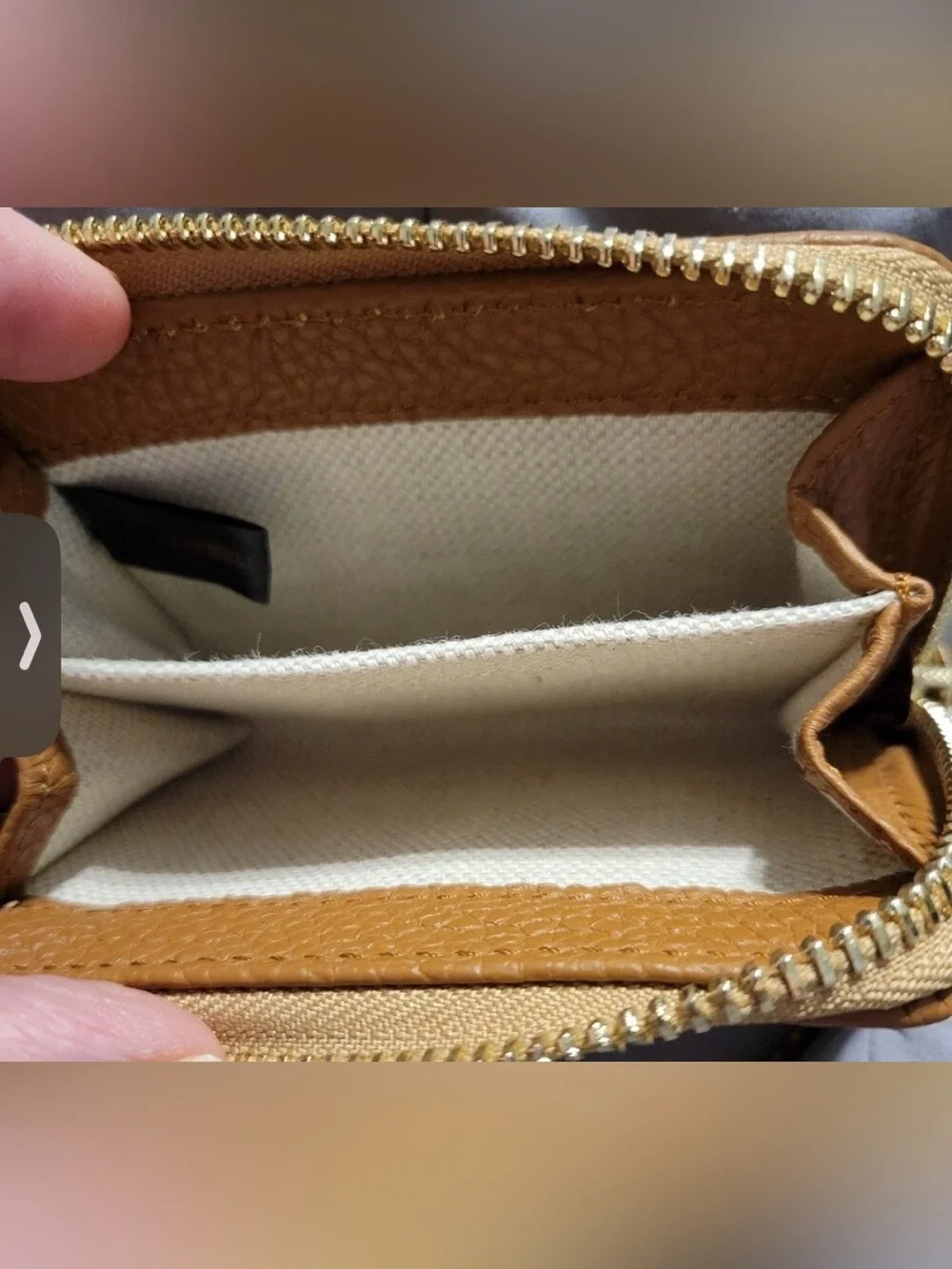 Dooney & Bourke Tan and Cream Pebbled Leather Zip Wallet